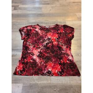 Worthington petite xl women's red and black abstract blouse